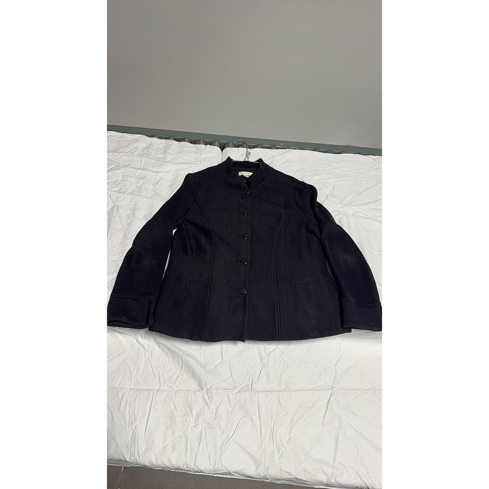 Coldwater Creek Womens Black Button Up Jacket Size 14 Modern Fall Layering
